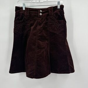Womens Y2K Corduroy Mini Skirt Size 5 Indie Sleaze Retro Prep Brown Flare Grunge